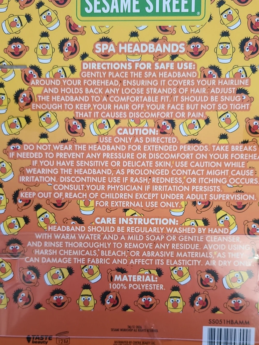 Sesame Street Bert and Ernie 2-Pack Hair Holding Spa Style Plush Headbands